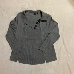 Rafaella Sweater with Faux Leather Trim